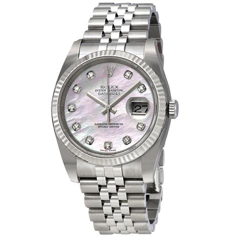 rolex datejust oyster perpetual mother of pearl dial|rolex datejust 36 with diamonds.